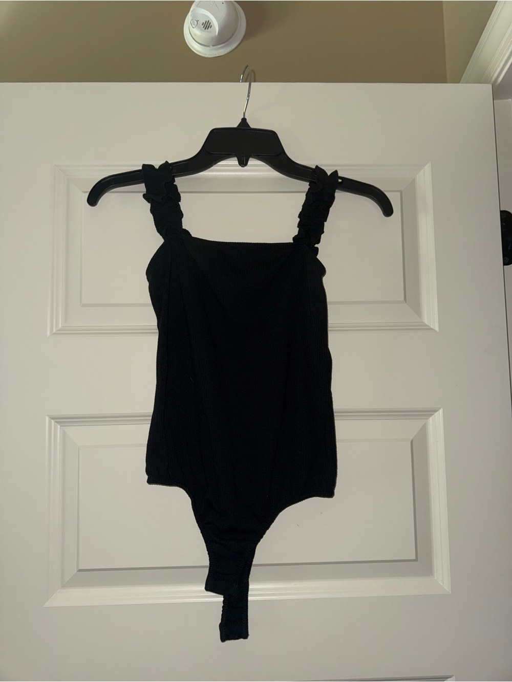 Black Ruffle-Strap One-Piece